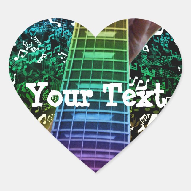 Cœur Rainbow Heart Guitar Notes Sticker de musique pers (Devant)