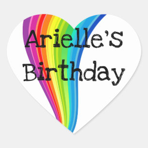 Cœur Rainbow Unicorn Anniversaire Party Coeur Sticker