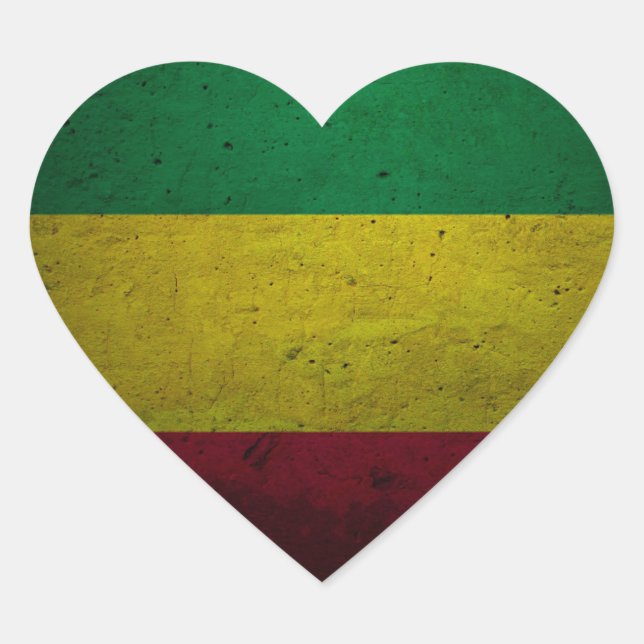 Cœur Reggae Vibrations - One love - jah Rasta Sticker (Devant)