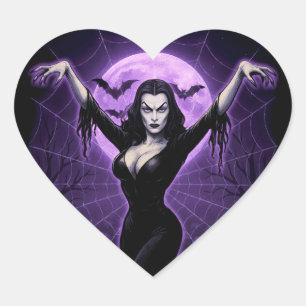 Cœur Reine du sticker gothique vampire Web – Violet