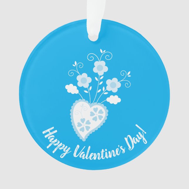 Coeur romantique bleu portugais (devant)