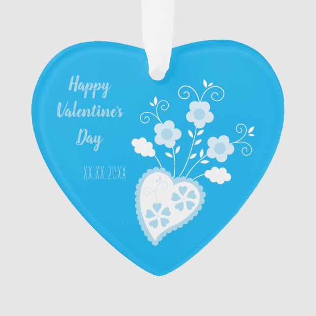 Coeur romantique bleu portugais (devant)