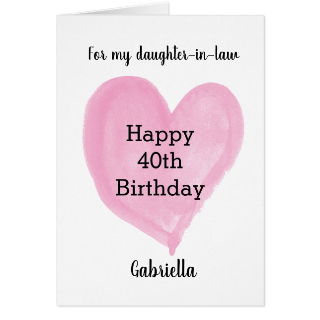 Coeur rose 40e anniversaire belle-fille (Devant)