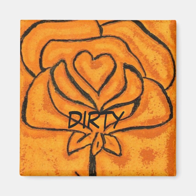 "Coeur Rose #5" Lave-vaisselle sale Magnet d'état (Devant)