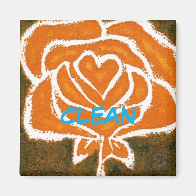 "Coeur Rose #8" Nettoyer lave-vaisselle Magnet (Devant)