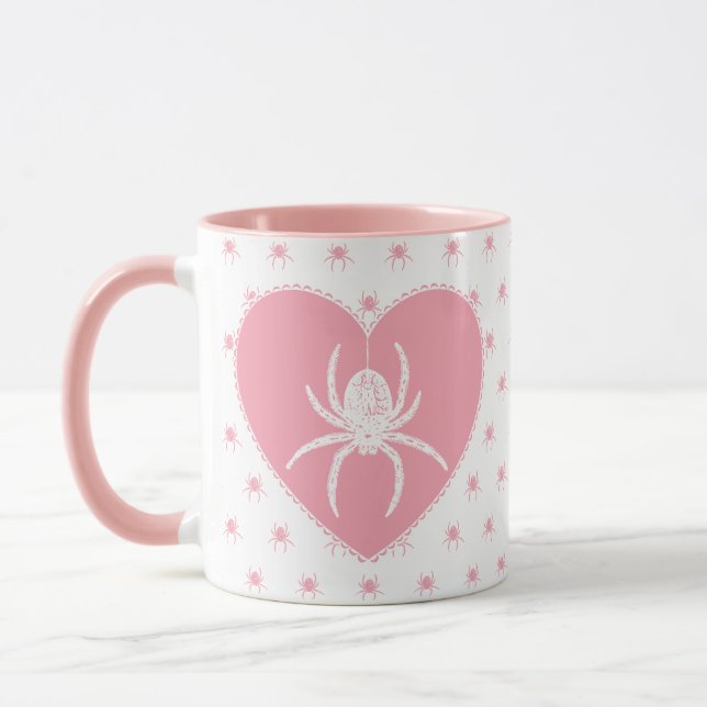 Coeur rose araignée Mug (Gauche)
