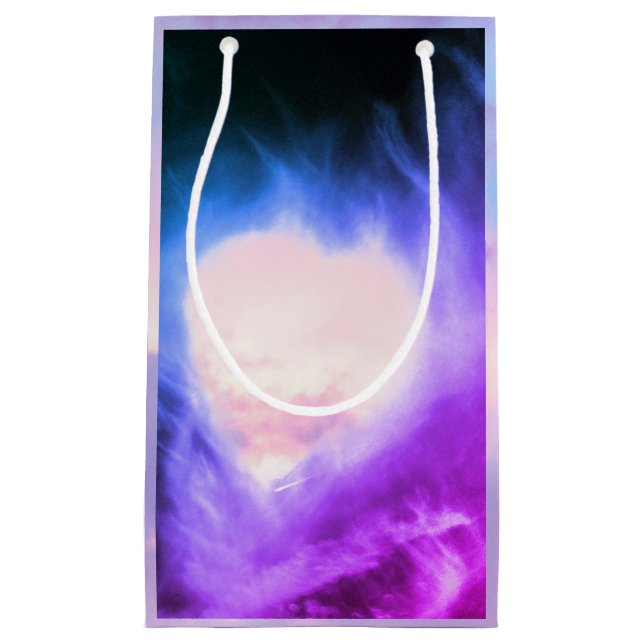 COEUR ROSE AVEC NUAGES Sac cadeau (Devant)