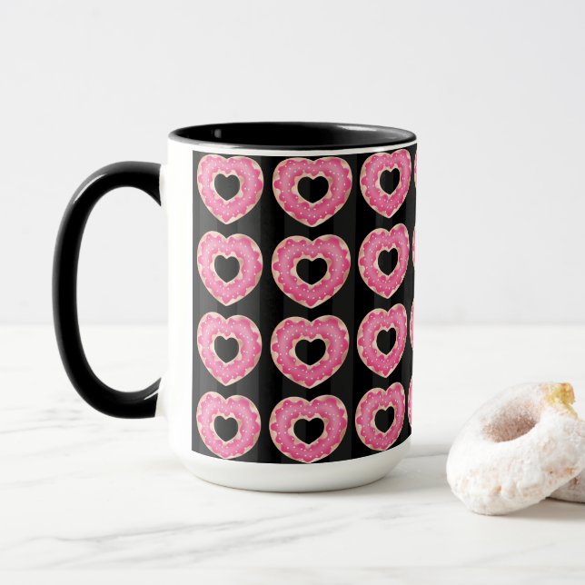 Coeur rose Doughnut café Mug (Avec donut)