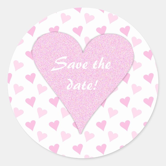 Coeur rose Économisez Les Stickers Date (Devant)