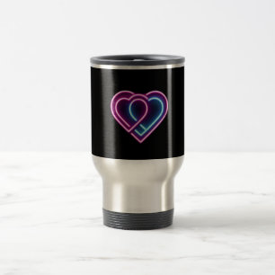 Coeur rose néon/bleu Tasse de la Saint-Valentin