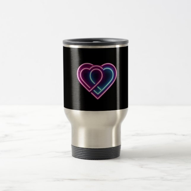 Coeur rose néon/bleu Tasse de la Saint-Valentin (Centre)