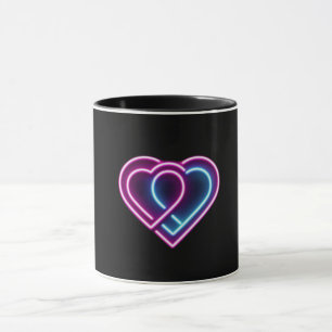 Coeur rose néon/bleu Tasse de la Saint-Valentin