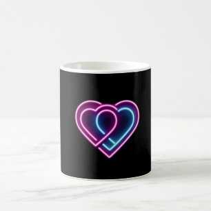 Coeur rose néon/bleu Tasse de la Saint-Valentin