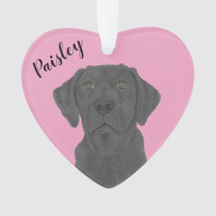 Coeur rose personnalisé Noir Labrador