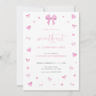 Coeur rose Petit Amoureux Invitation Anniversaire