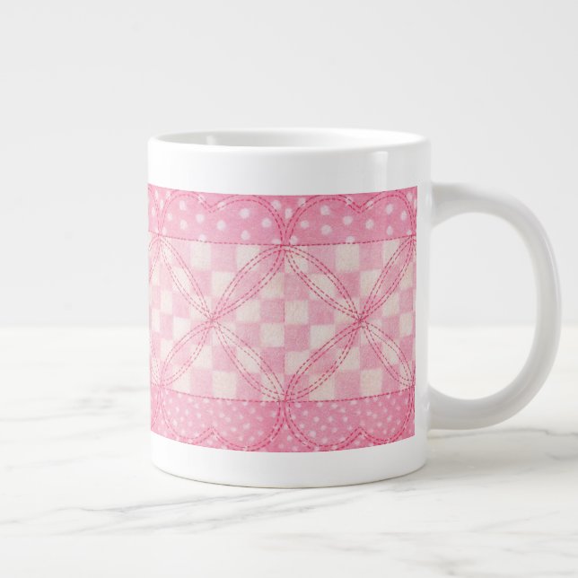 COEUR ROSE QUILLE Big White Mug (Droite)