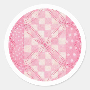 COEUR ROSE QUILLE PETITS Stickers Ronds