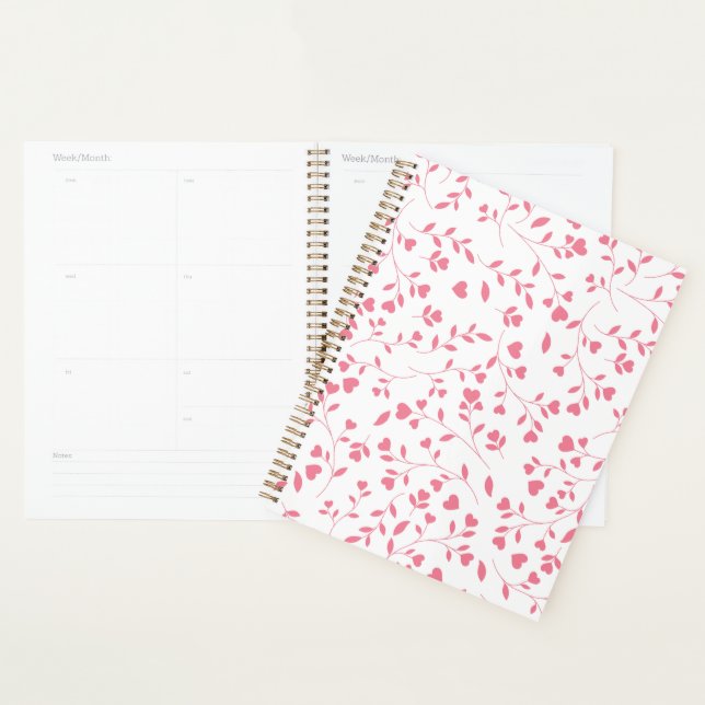 Cœur Rose Romantique Vignes Motif Blanc (Devant avec enveloppe)