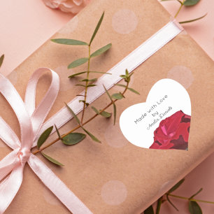 Cœur Rose rouge Fabriqué Avec Sticker Artisanal Amour