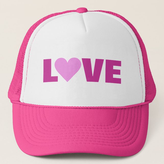 Coeur rose Valentine LOVE casquette (Devant)