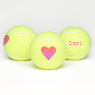 Cœur Rose Violet Rouge Monogramme Balle de Tennis