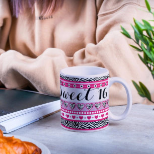 Coeur rose zèbre Doux 16 Mug