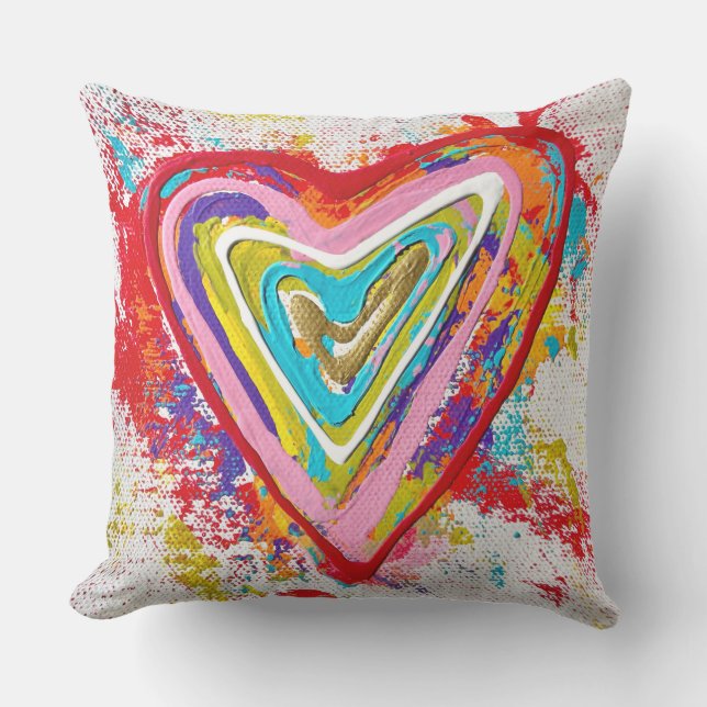 Coeur rouge 20 x 20 Oreiller extérieur (Recto)