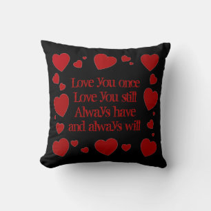 Coeur rouge amour rime coussin décoratif