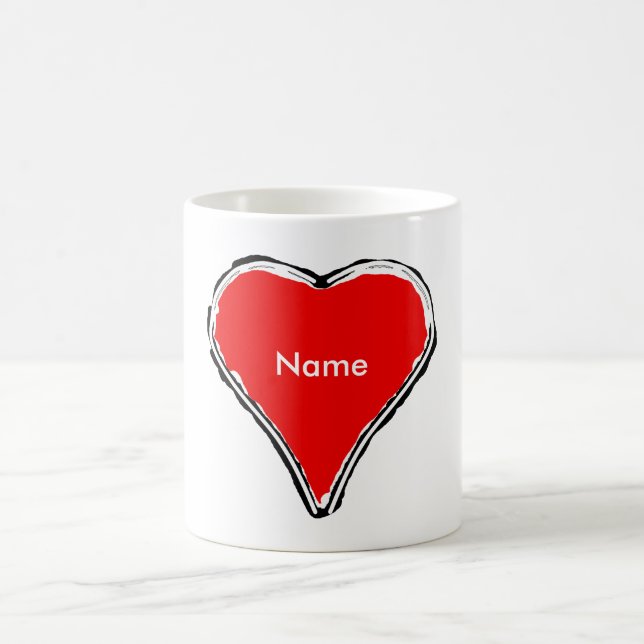 Coeur rouge attendant un nom café tasse (Centre)