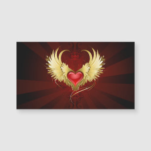 Coeur rouge avec ailes d'or