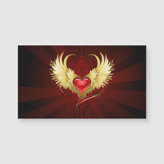 Coeur rouge avec ailes d'or (Devant)