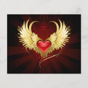 Coeur rouge avec ailes d'or