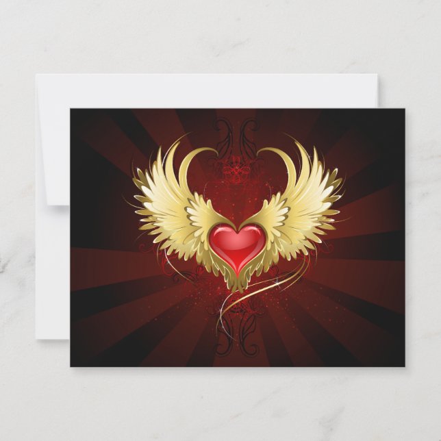 Coeur rouge avec ailes d'or (Devant)