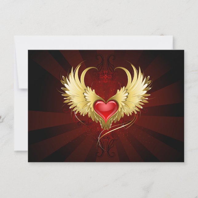 Coeur rouge avec ailes d'or (Devant)