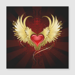 Coeur rouge avec ailes d'or