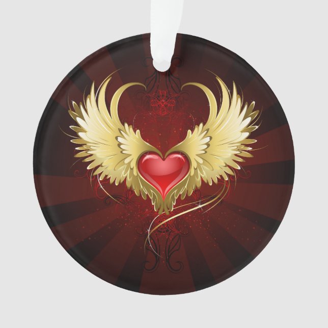 Coeur rouge avec ailes d'or (devant)
