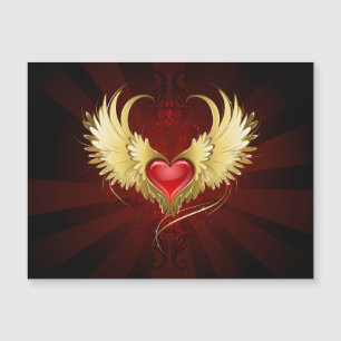 Coeur rouge avec ailes d'or
