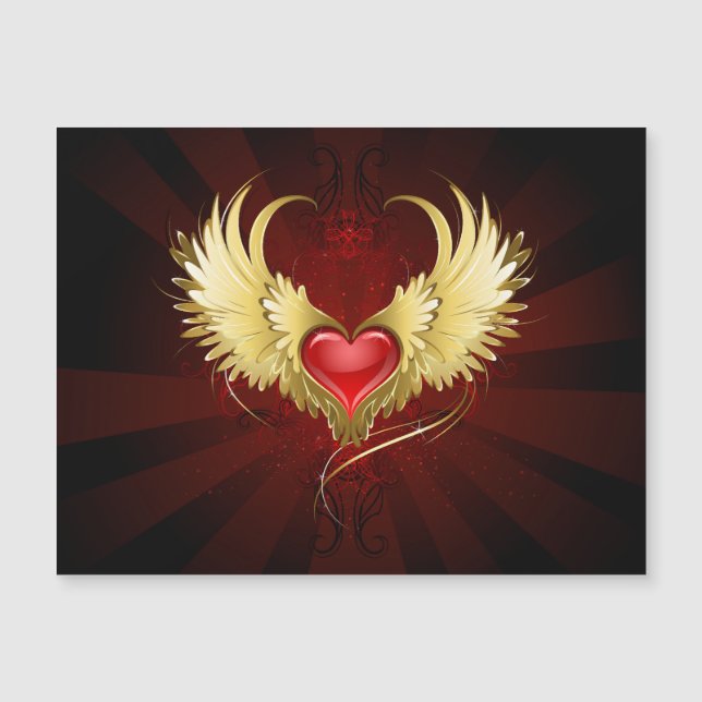 Coeur rouge avec ailes d'or (Devant)