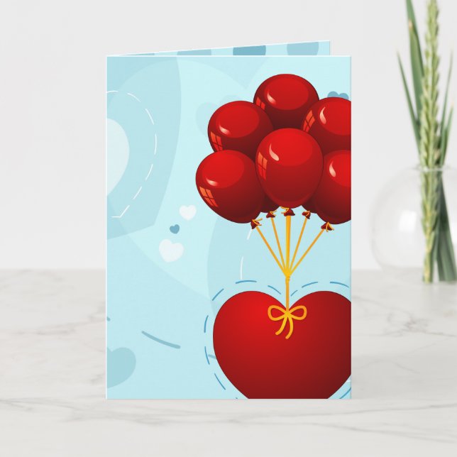 Cœur rouge avec ballons, carte de vœux (Devant)