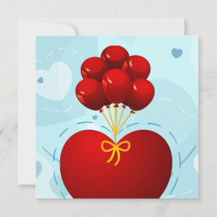 Coeur rouge avec ballons, invitation