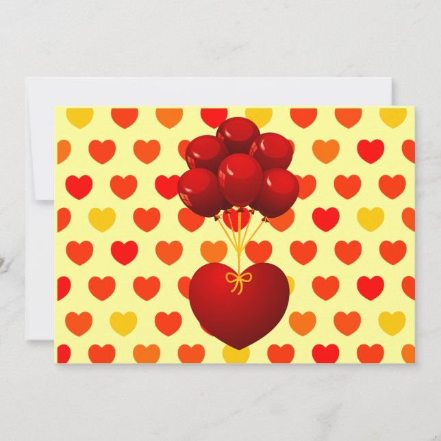 Coeur rouge avec ballons, invitation (Devant)