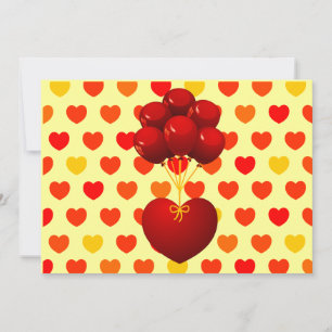 Coeur rouge avec ballons, invitation