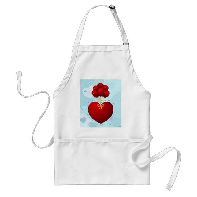 Coeur rouge avec ballons, tablier (Devant)