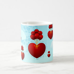 Coeur rouge avec ballons, tasse
