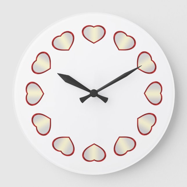 Cœur rouge blanc, horloge à fond blanc (Recto)
