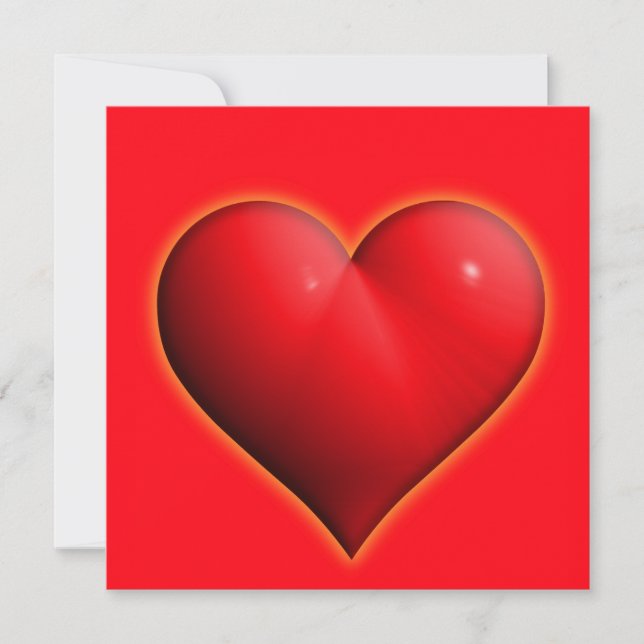 Cœur Rouge Brillant 3D (Devant)