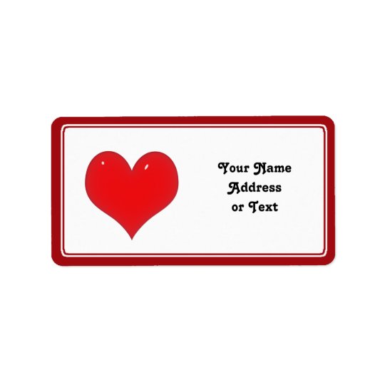 Coeur rouge brillant de l'amour étiquette d'adresse