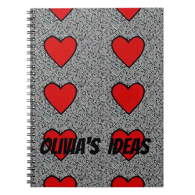 coeur rouge doodé carnet cadeau (Devant)