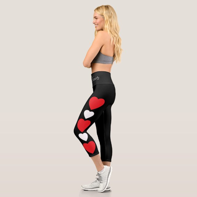 Coeur rouge et blanc noir capri leggings (Gauche)
