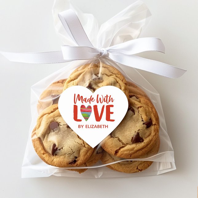 Cœur Rouge Fabriqué Avec Un Sticker Coeur D'Amour (A cute made with love heart shaped sticker. Cute for the Christmas Holidays.)